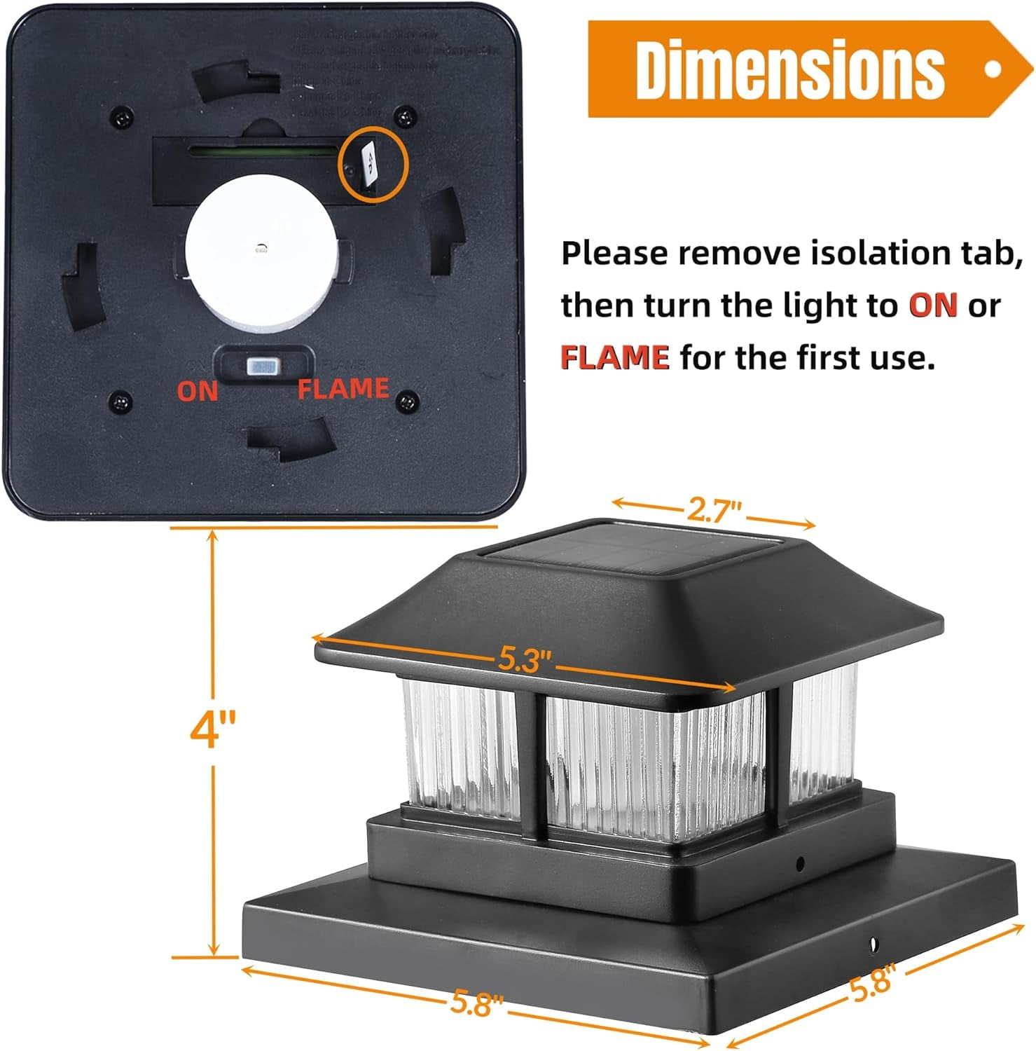 Powered Flickering Flame Post Cap Lights, 8 Pack Outdoor Garden Deck  Light, Waterproof for 4x4 5x5 6x6 Posts