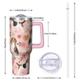 thumbnail image 2 of OBREWU Pink Beagle and Flower Tumbler with Handle and Lid,Pink Beagle and Flower 40oz Double Wall Vacuum Insulated Tumbler,Cups Gift for Women and Men, 2 of 7