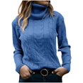 thumbnail image 1 of Bowake Womens’Turtleneck Pullover Cable Long Sleeve Basic Soft Sweater Solid Color Fall Winter Trendy Knit Tops, 1 of 6