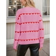 thumbnail image 2 of Women Sweaters Valentine's Day Pullover Sweaters for Women Crewneck Cute Heart Printed Striped Color Block Fall Winter Long Sleeve Knitted Sweaters Alsol Lamesa, 2 of 6