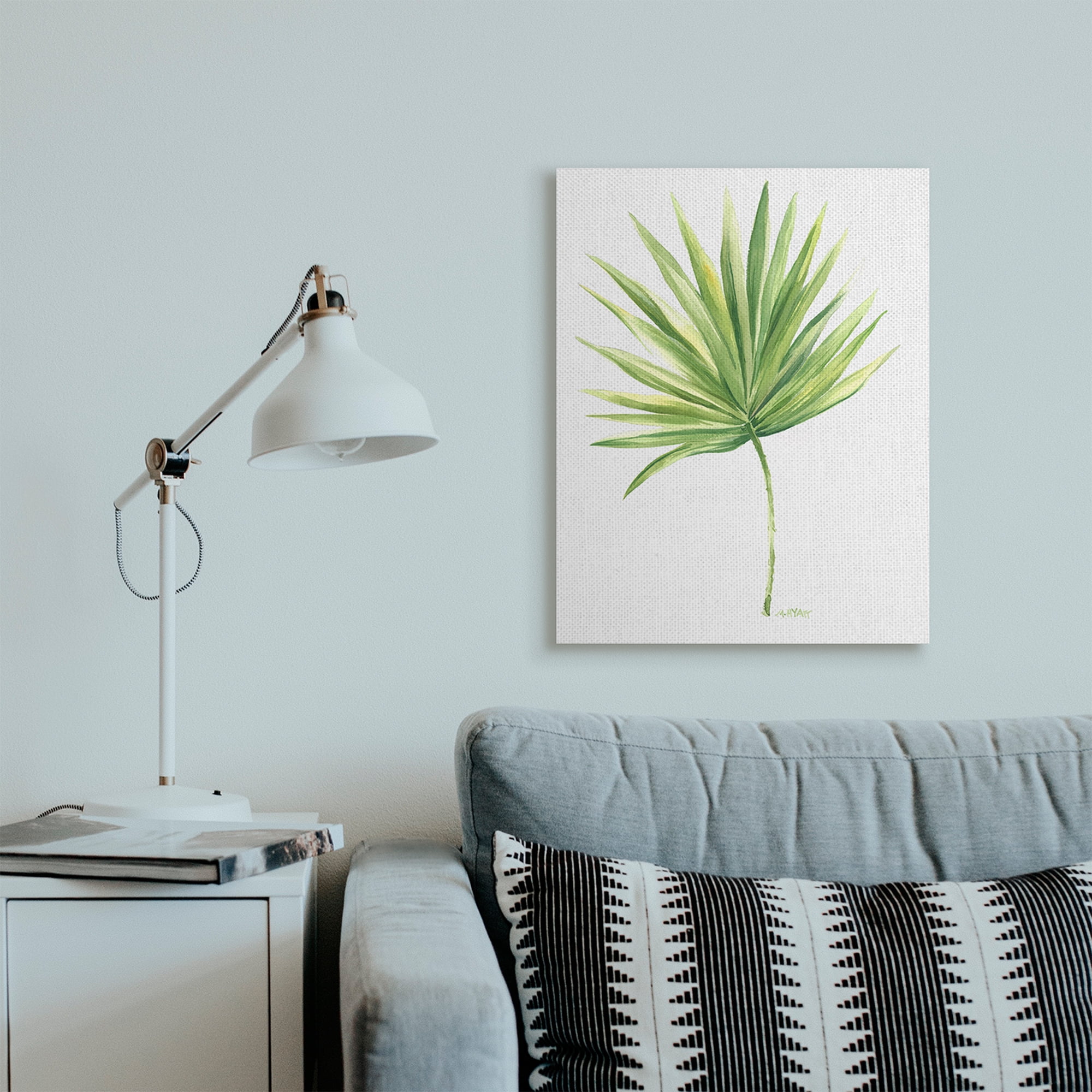 Stupell Industries Tropical Green Palm Fan Minimal on White Canvas Wall Art, 24 x 30, Design by Melissa Hyatt LLC