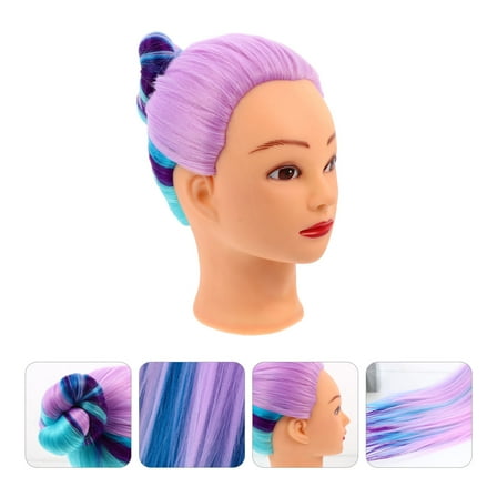 GOOHOCHY Hairdresser Training Heads Cosmetology Doll Head High Temperature Silk 1 Set