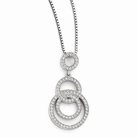 Sterling Silver & CZ Brilliant Embers Circle 18in Necklace