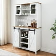 thumbnail image 6 of 70" Tall Coffee Bar Cabinet with Sliding Barn Door, Farmhouse Buffet Cabinet with Storage Shelves, Wine and Glasses Rack, for Kitchen, Dining Room, 6 of 6