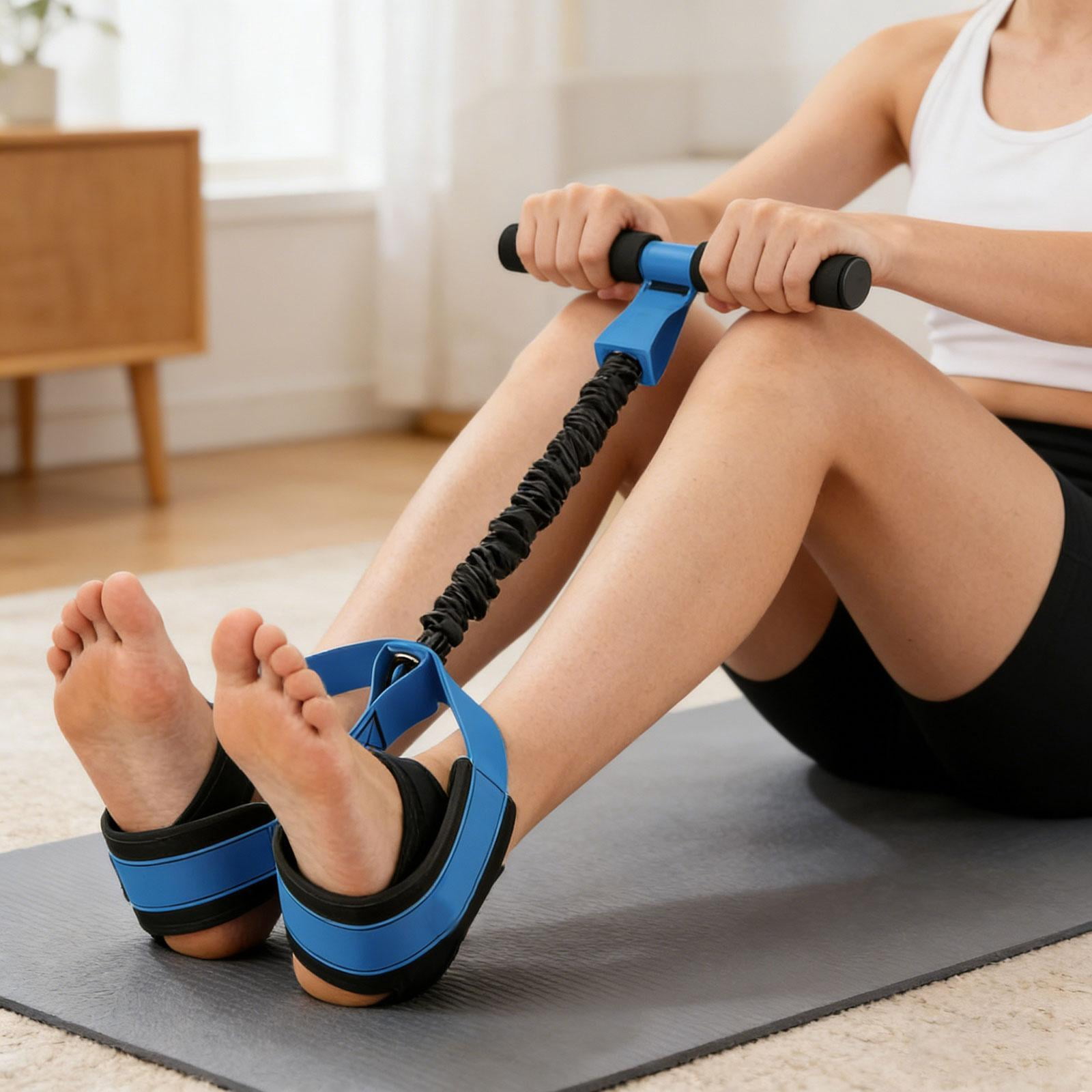 Dualoai Pedal Resistance Band with Handle Training Workout Pull Rope Sit up Exercise Blue