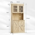 thumbnail image 4 of 71" Tall Farmhouse Kitchen Pantry, Large Storage Cabinet with Glass Doors, Freestanding Coffee Bar Hutch with Microwave Stand, Adjustable Shelves for Kitchen, Living Room, Brown 4 Pcs, 4 of 9
