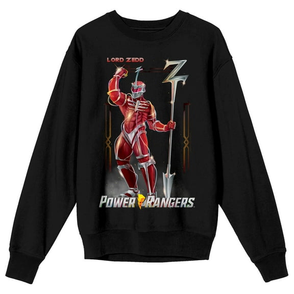 Power Rangers Lord Zedd Crew Neck Long Sleeve Black Adult Sweatshirt-Medium