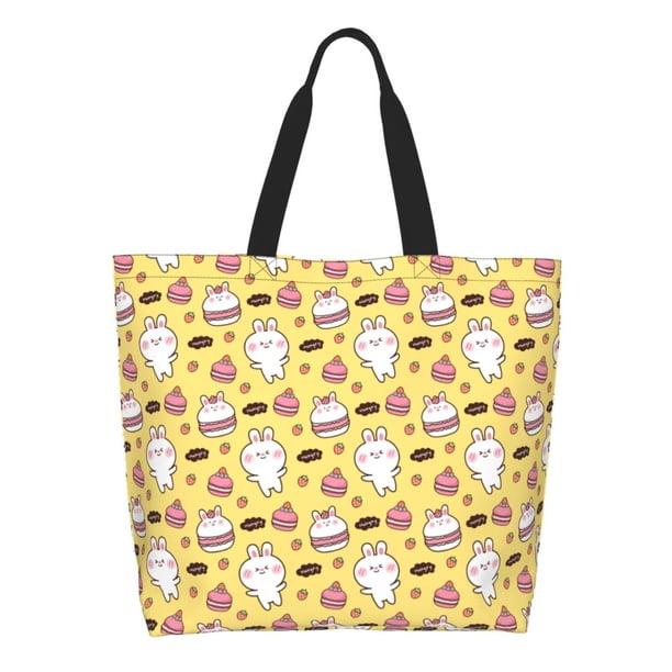 Fotbe Rabbit Hunger Bolsa Tote Estética de Lona con Estampado para Mujer - Bolsa Reutilizable de Hombro Casual para Vacaciones, Compras, Trabajo y Gimnasio