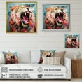 thumbnail image 4 of Designart "Roaring Brown and Pink Lion" Animals Framed Wall Art - Traditional Brown Lion Living Room Framed Canvas Art, 4 of 6