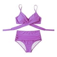 thumbnail image 4 of Women's High Waist Solid Print Bikini Set S-XL, 4 of 6