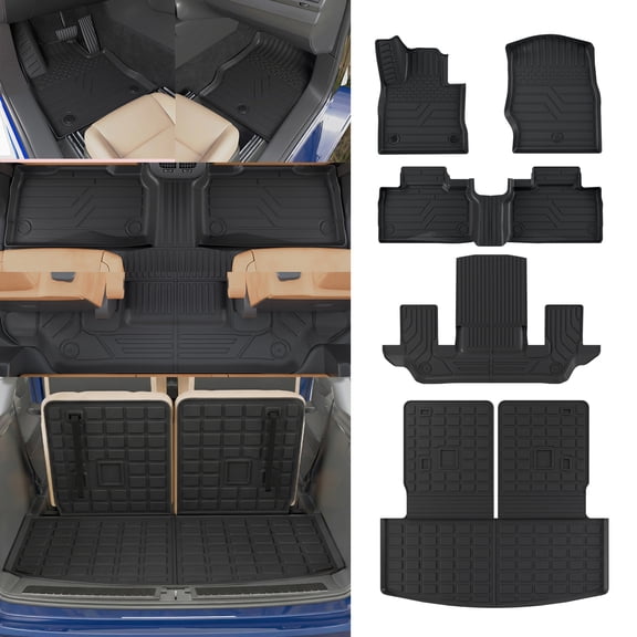 Floor Mats for 2020-2026 Ford Explorer 6-Seater Cargo Liner All Weather Trunk Mat (Upgrade Trunk Mat with Backrest Mat Floor Mats)