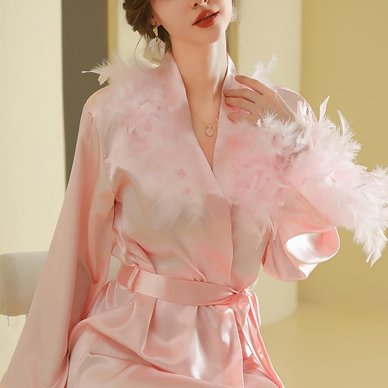 IFNND Women's Satin Robe Silk Kimono Bathrobe Long Sleeves Dressing Gown  Bathrobe Bride Robe Nightwear - Walmart.com