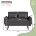 thumbnail image 6 of Walsunny 49" Loveseat Sofa Couch, 2-Seat Fabric Upholstered Sofa with 2 Removable Pillows, Modern Loveseat Couch, Wood Leg, Dark Gray, 6 of 7
