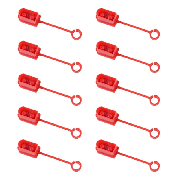 Lote de 10 tapones antipolvo de goma para conector macho y hembra XT60. rojo