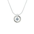 thumbnail image 2 of Delight Jewelry Silvertone Mini Paw with Blue Crystals Hockey Ring Charm Necklace, 18", 2 of 4