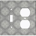 thumbnail image 2 of Metal Light Switch Plate Outlet Cover (Damask Ornament Gray Pattern - Single Toggle Single Duplex), 2 of 2