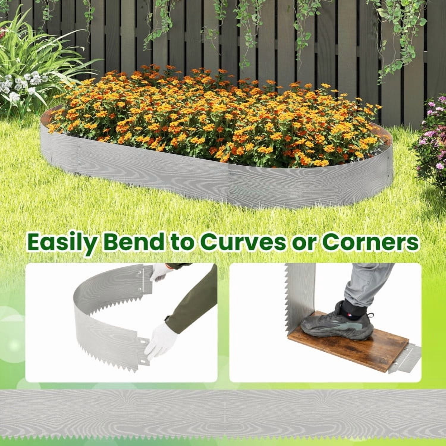 YYAo Raised Garden Bed,Outdoor Planter Box,6-Pack 20 FT Galvanized Metal Landscape Edging for Lawn