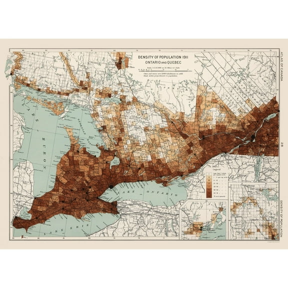 Historic Map - Ontario Quebec Canada - Chalifour 1915 - Vintage Wall Art