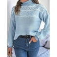 thumbnail image 6 of Women'S Sweaters Pullover Casual Long Sleeve Warm Sweaters Jumper Tops Fuzzy Knit Chunky Oversized Sweater Blue S, 6 of 9