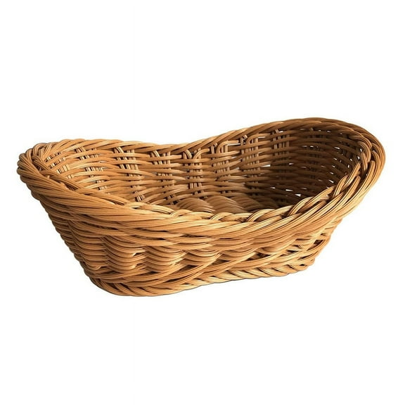 Prettyui Oval Wicker Woven Basket Bread Food Fruit Serving Tray Cosmetic Storage Tabletop Bathroom Storage Kitchen Organizer