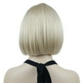 thumbnail image 4 of Short Bob Wig with Flat Bangs for Lady Women, Straight Synthenic Wigs for Cosplay Daily Party, 8 inch, Bright Golden Blonde, 4 of 10