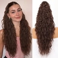 thumbnail image 2 of Curly Ponytail Wig Clip In Hair Extensions Hair Ponytail Wig Water Wave Hairpiece False Deep Wave Grab Clip, 2 of 5