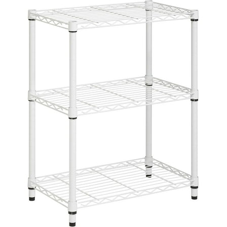 3-Tier Heavy-Duty Adjustable Shelves, Metal Storage Rack with 250-lb Shelf Capacity, White, 14" W x 24" L x 30" H