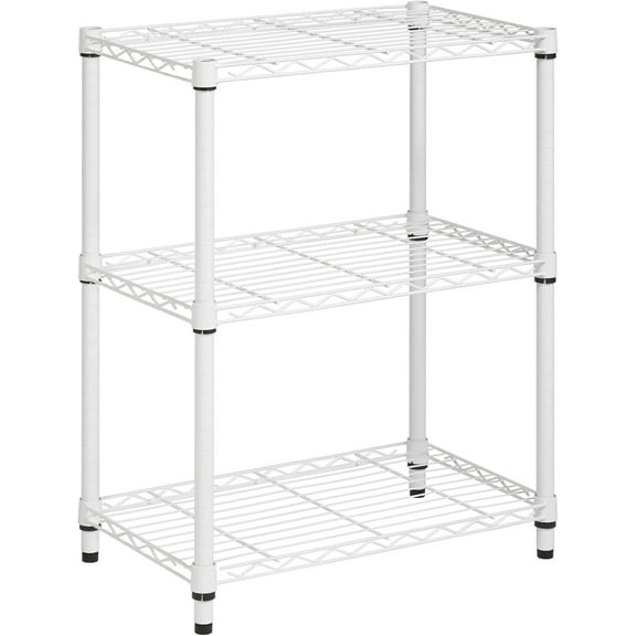 3-Tier Heavy-Duty Adjustable Shelves, Metal Storage Rack with 250-lb Shelf Capacity, White, 14" W x 24" L x 30" H