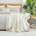 thumbnail image 3 of Chenille Waffle Knit Throw Blanket Reversible Bedding Blanket, 90"x90", Ivory, 3 of 7