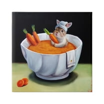 Stupell Industries Bunny Rabbit Carrot Vegetable Soup Bath Animal Portrait Painting Gallery Wrapped Canvas Print Wall Art, Design by Lucia Heffernan