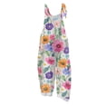 thumbnail image 2 of Spring Summer Plus Size Boho Overalls for Women 2026 Hippie Cloth Floral Printed Jumpsuits Spaghetti Strap Rompers Red 2XL, 2 of 3