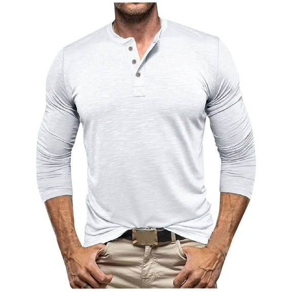 hotojiny Golf Shirts for Men Long Sleeve Casual Classic Henley T-Shirts Soft Slim Fit Button Fashion Tee 2025 Fall
