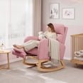 thumbnail image 2 of Garvee Modern Nursery Glider Chair Teddy Fleece Rocking Chair with Footrest with Side Pockets and Pillow, Rocker Chair for Living Room Bedroom and Home, Pink, 2 of 8