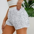 thumbnail image 3 of MKLEKYY Pijama Corto Para Mujer, Pantalones Cortos Rectos Decorados Con Lentejuelas De Color Liso A La Moda Para Mujer, Pantalones Cortos Casuales De Cintura Alta, 3 of 4