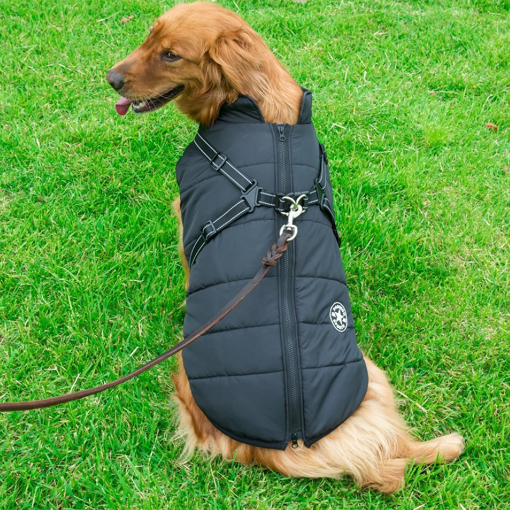Kepooman Pet Winter Protection Zip up Jacket with D-ring for Small/ Large Dogs, S-4XL Black Kepooman Pet Winter Protection Zip up Jacket with D-ring for Small/ Large Dogs, S-4XL Black