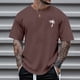 thumbnail image 5 of Camisetas Sueltas de Verano de Manga Corta con Cuello Redondo para Hombres Camiseta de Moda con Letras Creativas Gráficas Estampado Retro Tops Casuales Deportivos de Calle Marrón/L, 5 of 5