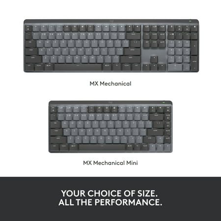 Logitech - MX Mechanical Full size Wireless Mechanical Tactile Switch Keyboard for Windows/macOS with Backlit Keys - Graphite