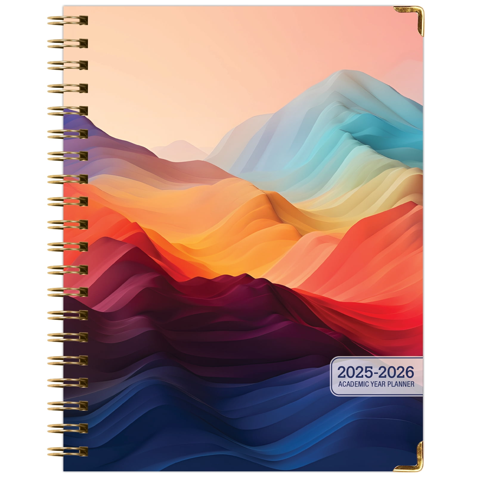 Academic Year 2025-2026 Planner, June 2025 - July 2026, 8.5"x11" Daily Weekly Monthly Planner Yearly Agenda, Hardcover, Bookmark, Pocket Folder and Sticky Note Set (Mountain Majesty)