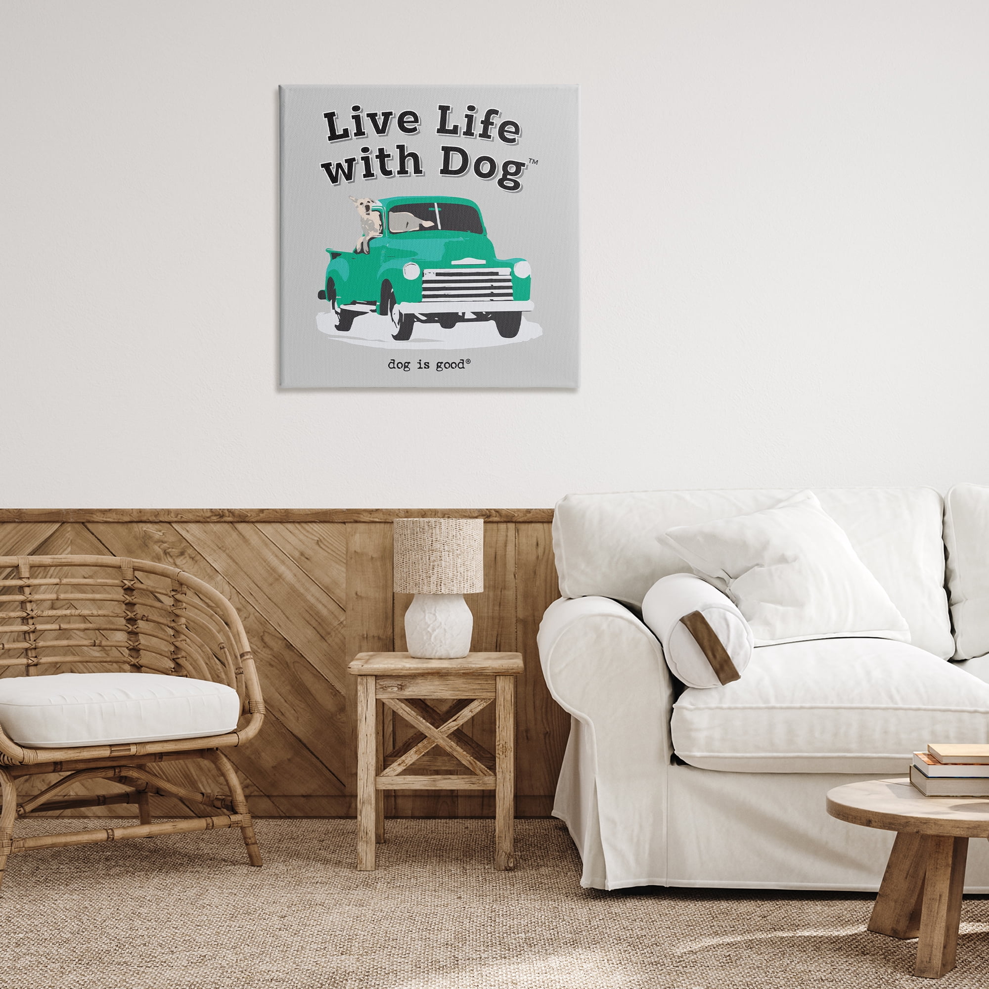 Stupell Industries Dog in Pickup Truck Animals Painting Wrapped Canvas Art Print Wall Art, 30 x 30