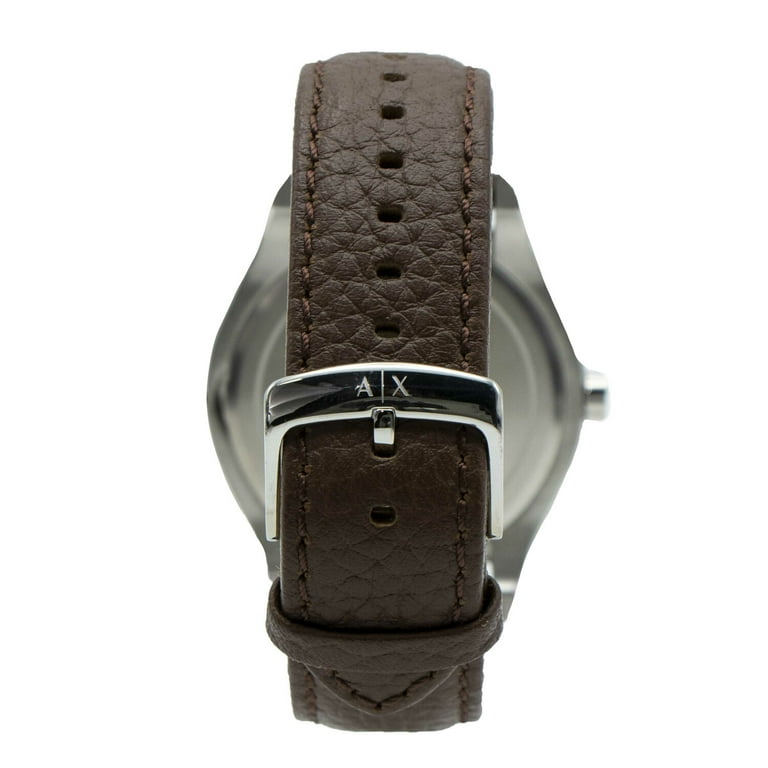 Armani Exchange Men s 3 Hand Stainless Steel AX2804 Silver Leather Analog Quartz Fashion Watch
