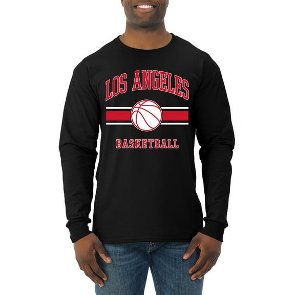 Wild Bobby City of Los Angeles LAR Basketball Fantasy Fan Sports Mens Long Sleeve Shirt, Black, Small