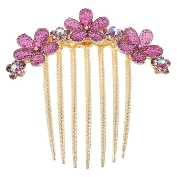 Homoyoyo Floral Slide Hair Clips with Rhinestones, Elegant Hair Comb for Special Occasions, 1 Pack