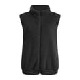 thumbnail image 4 of BOOMILK Fleece Vest Women Solid Color Fashion Casual Sleeveless Pocket Zipper Coat Black, 4 of 5