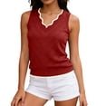 thumbnail image 3 of Hesxuno Women Casual Lounge Tank Tops Slim Fit Knitting Cotton Sleeveless Tops Scalloped V-Neck Tanks Comfortable Daily Wear Summer Tee Tank Wine, 3 of 7