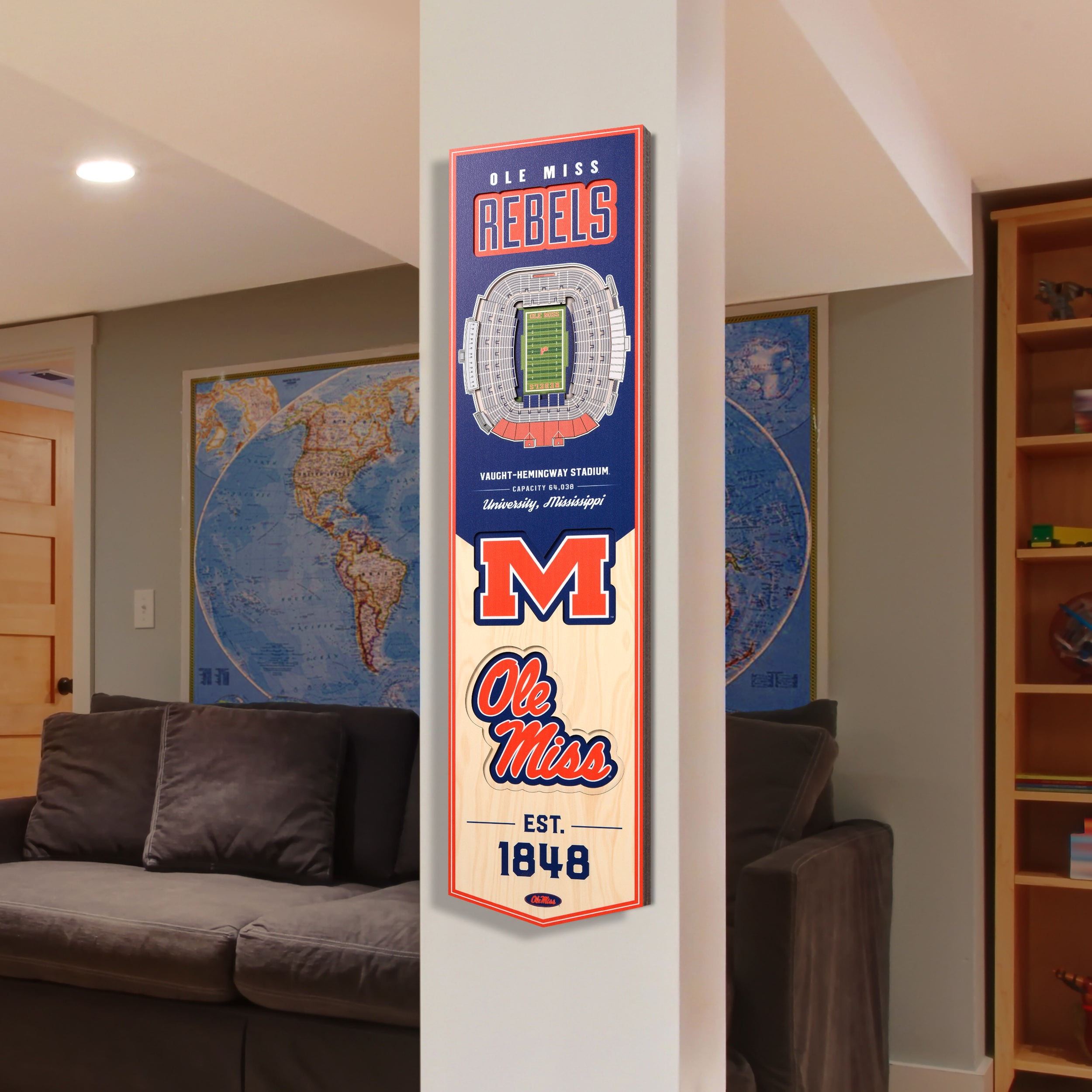 YouTheFan NCAA Mississippi Rebels 8x32 Stadium View Banner