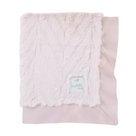 Cuddle Me Cuddle Plush Chevron Blanket with 2" Matte Satin Border Pink