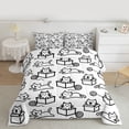 thumbnail image 2 of jejeloiu Cute Cat Animals Full Size Comforter Sets,Black Stripe Kitten Bedding Sets For Girls Teens Reversible 3pcs, 2 of 8