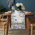 thumbnail image 2 of Spring Purple Flowers Table Runner - 108 Inch Long, Kitchen Dining Table Runner Dresser Scarves, Farmhouse Leaves Fences Watercolor Farmhouse Decor for Coffee Tables Wedding Party Banquet, 2 of 8