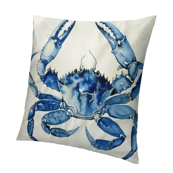 Sea Life Coastal Throw Pillow Covers Inch Starfish Turtle Crab Coral Indigo Blue Summer Beach Ocean Nautical Outdoor Decorations Decorative Throw Pillows Cases  for Couch Decor