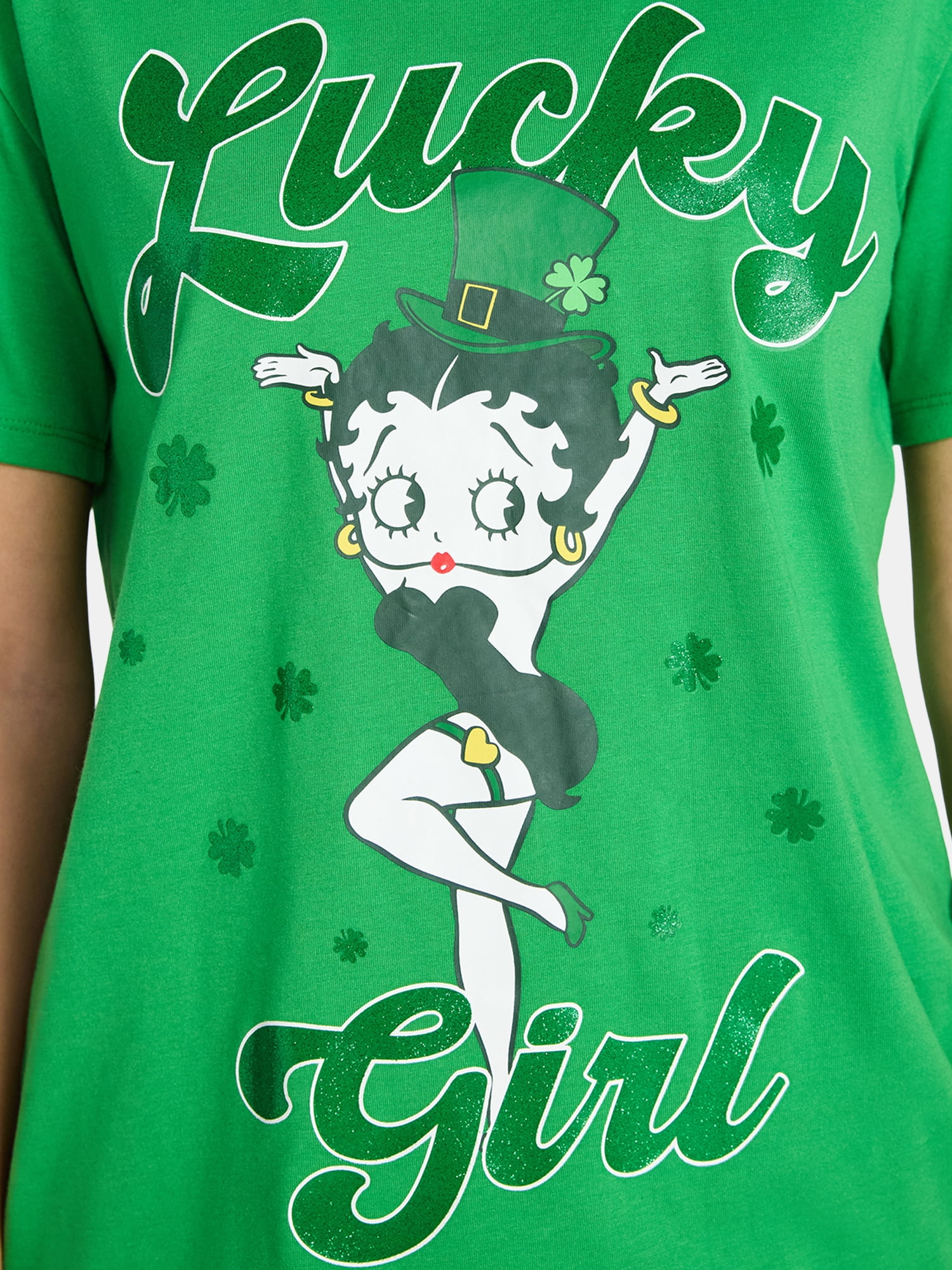 Betty Boop Women's St. Patrick's Day Graphic Tee with Short Sleeves, Sizes XXS-XXL